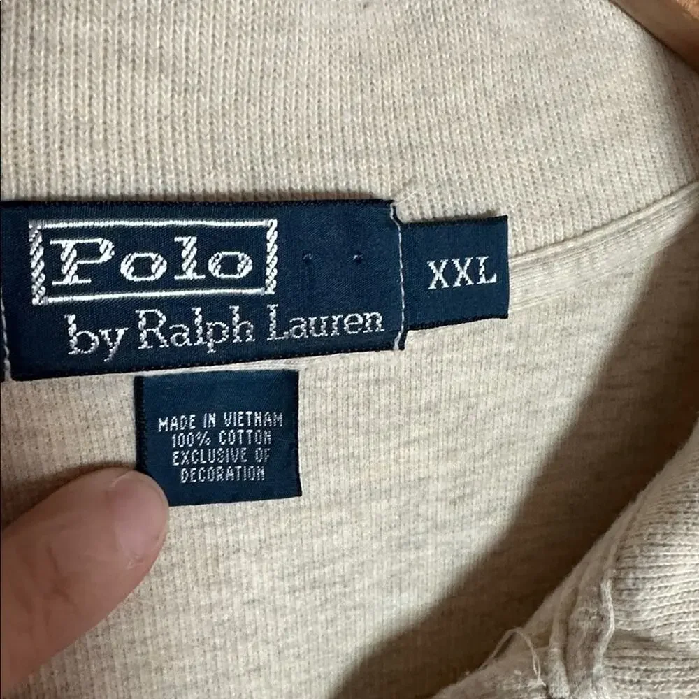 Polo Ralph Lauren Men's Cream 1/4 Zip Pullover Sweater Size XXL Preppy Warm